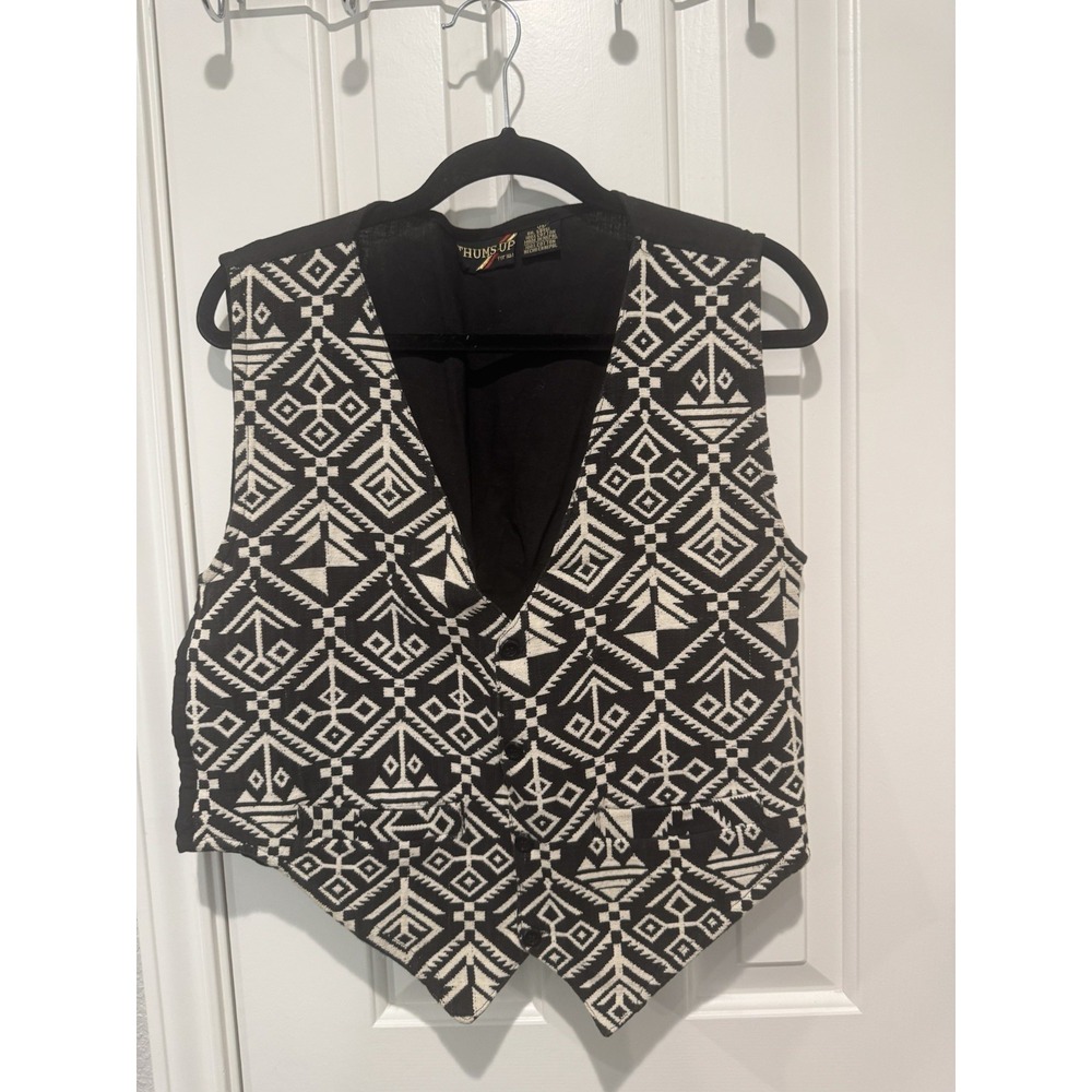 Vintage Vest Southwest Geometric Aztec Mens Chandler Bing Medium 90s Grunge